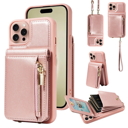 Crossbody Lanyard Zipper Wallet Leather Phone Case, For iPhone 16 Pro Max, For iPhone 16 Pro�����...