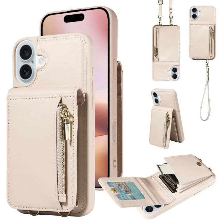 Crossbody Lanyard Zipper Wallet Leather Phone Case, For iPhone 16 Pro Max, For iPhone 16 Pro�����...