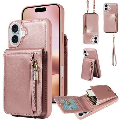 Crossbody Lanyard Zipper Wallet Leather Phone Case, For iPhone 16 Pro Max, For iPhone 16 Pro�����...