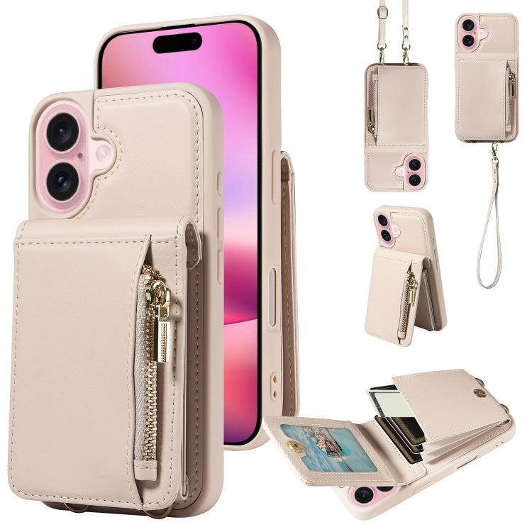 Crossbody Lanyard Zipper Wallet Leather Phone Case, For iPhone 16 Pro Max, For iPhone 16 Pro�����...