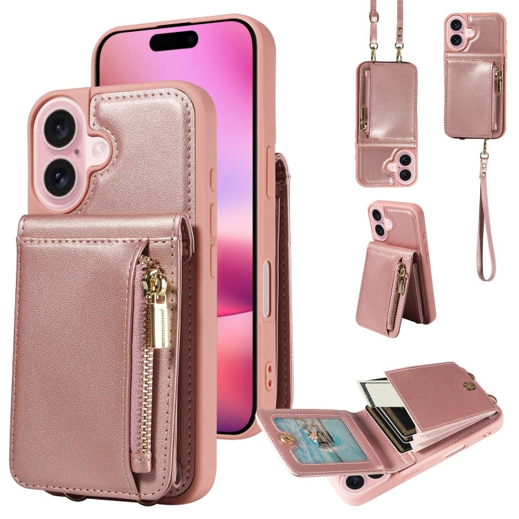 Crossbody Lanyard Zipper Wallet Leather Phone Case, For iPhone 16 Pro Max, For iPhone 16 Pro�����...