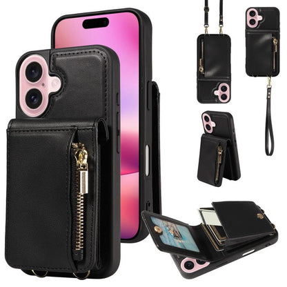 Crossbody Lanyard Zipper Wallet Leather Phone Case