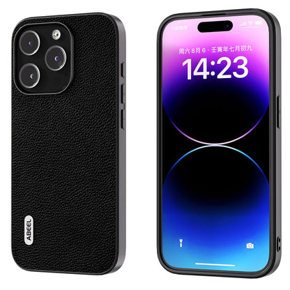 ABEEL Black Edge Genuine Leather Mino Phone Case, For iPhone 16 Pro Max, For iPhone 16 Pro�������...