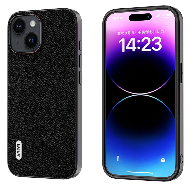 ABEEL Black Edge Genuine Leather Mino Phone Case, For iPhone 16 Pro Max, For iPhone 16 Pro�������...