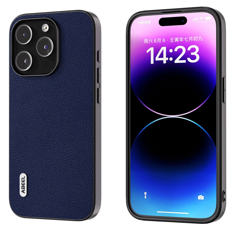 ABEEL Black Edge Genuine Leather Mino Phone Case, For iPhone 16 Pro Max, For iPhone 16 Pro�������...