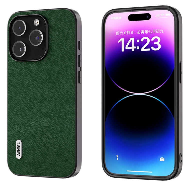 ABEEL Black Edge Genuine Leather Mino Phone Case, For iPhone 16 Pro Max, For iPhone 16 Pro�������...