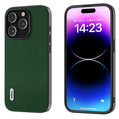 ABEEL Black Edge Genuine Leather Mino Phone Case, For iPhone 16 Pro Max, For iPhone 16 Pro�������...
