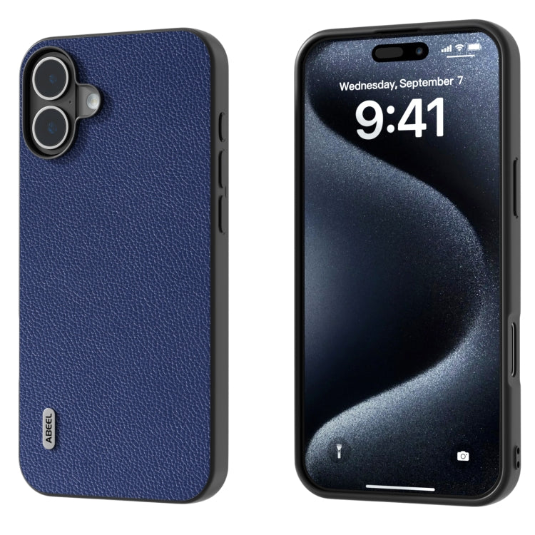 ABEEL Black Edge Genuine Leather Mino Phone Case, For iPhone 16 Pro Max, For iPhone 16 Pro�������...