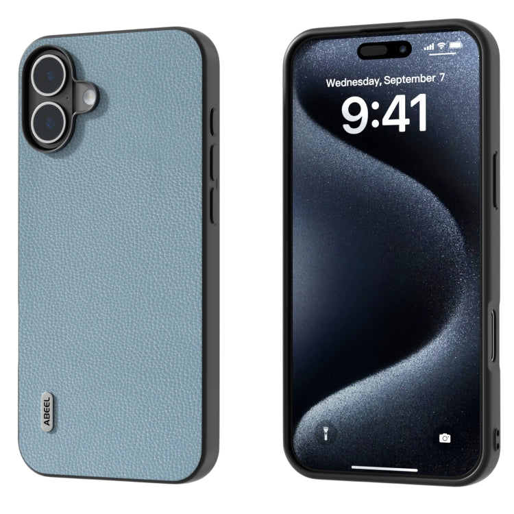 ABEEL Black Edge Genuine Leather Mino Phone Case, For iPhone 16 Pro Max, For iPhone 16 Pro�������...