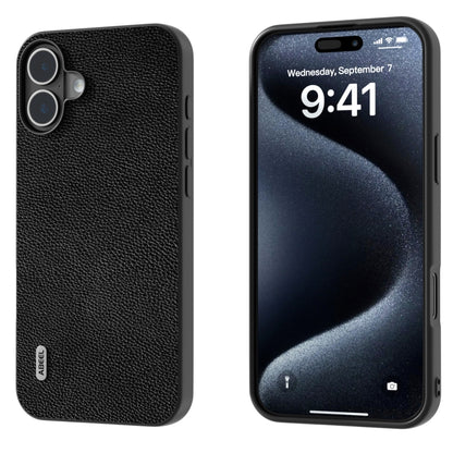 ABEEL Black Edge Genuine Leather Mino Phone Case, For iPhone 16 Pro Max, For iPhone 16 Pro�������...