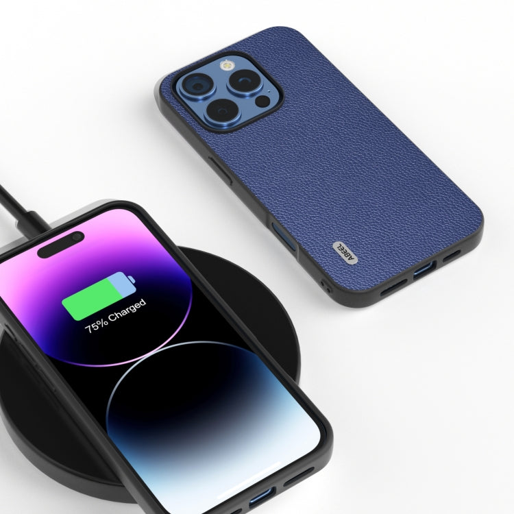 ABEEL Black Edge Genuine Leather Mino Phone Case, For iPhone 16 Pro Max, For iPhone 16 Pro�������...