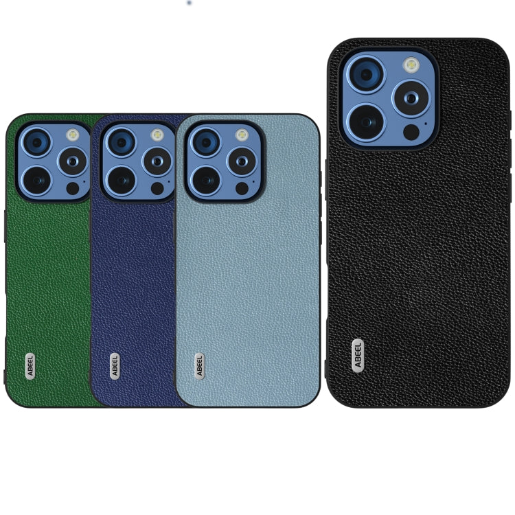 ABEEL Black Edge Genuine Leather Mino Phone Case, For iPhone 16 Pro Max, For iPhone 16 Pro�������...