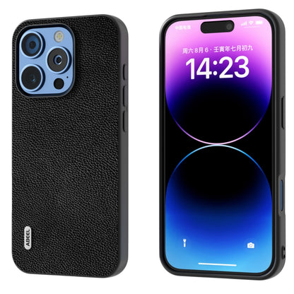 ABEEL Black Edge Genuine Leather Mino Phone Case, For iPhone 16 Pro Max, For iPhone 16 Pro�������...