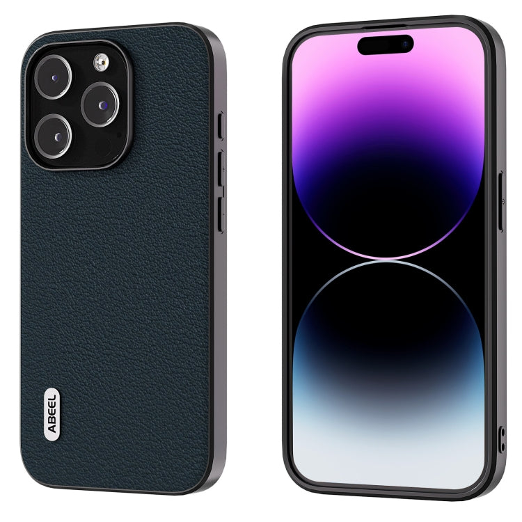 ABEEL Genuine Leather Wave Black Edge Phone Case, For iPhone 16 Pro Max, For iPhone 16 Pro�������...