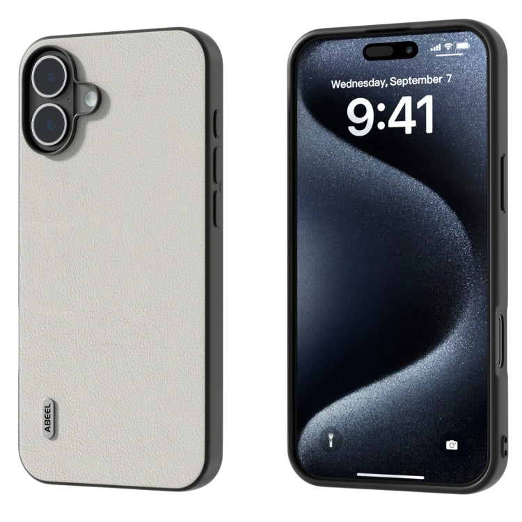 ABEEL Genuine Leather Wave Black Edge Phone Case, For iPhone 16 Pro Max, For iPhone 16 Pro�������...