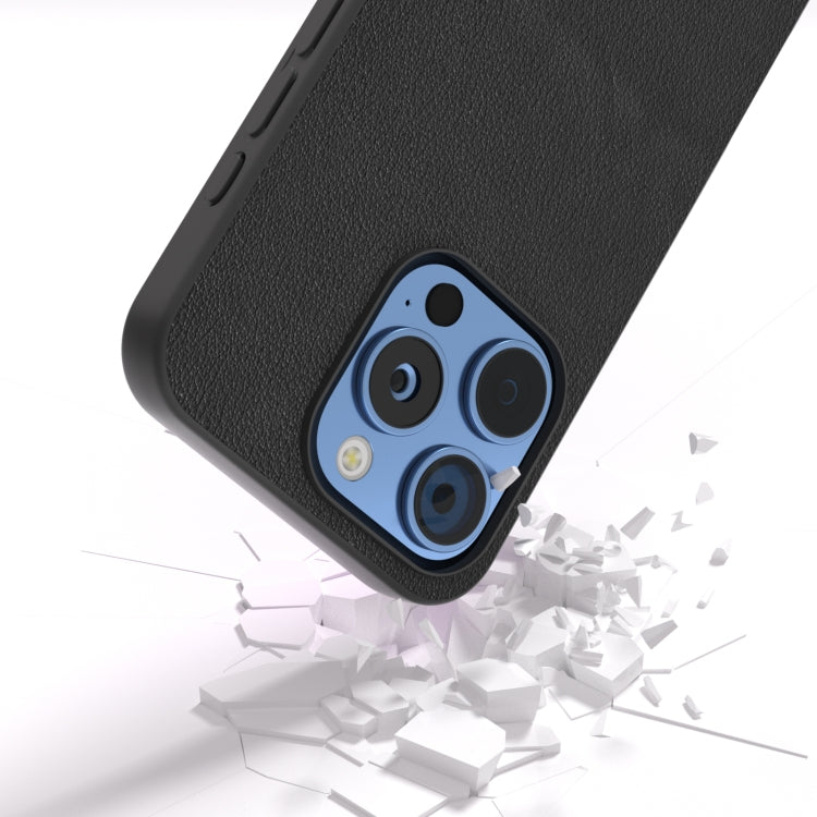ABEEL Genuine Leather Wave Black Edge Phone Case, For iPhone 16 Pro Max, For iPhone 16 Pro�������...