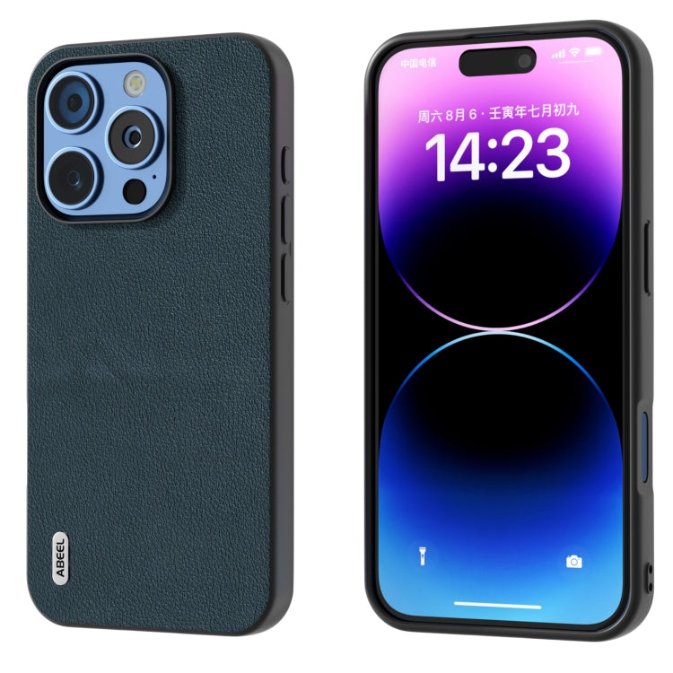 ABEEL Genuine Leather Wave Black Edge Phone Case, For iPhone 16 Pro Max, For iPhone 16 Pro�������...
