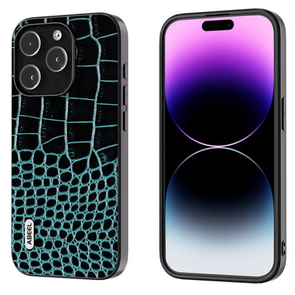 ABEEL Genuine Leather Crocodile Pattern Black Edge Phone Case, For iPhone 16 Pro Max�������������...