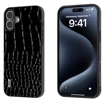 ABEEL Genuine Leather Crocodile Pattern Black Edge Phone Case, For iPhone 16 Pro Max�������������...