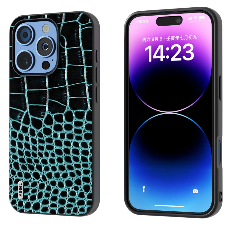 ABEEL Genuine Leather Crocodile Pattern Black Edge Phone Case, For iPhone 16 Pro Max�������������...