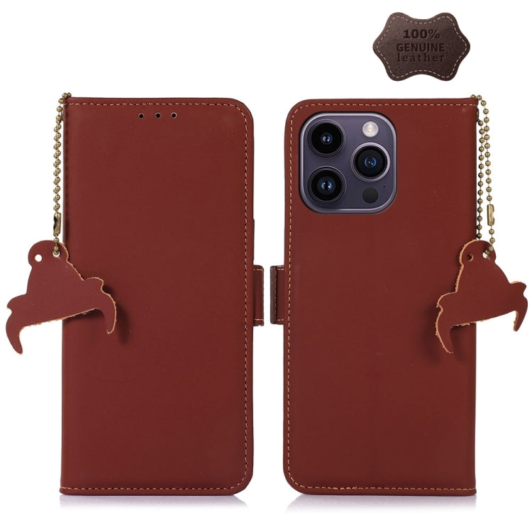 Genuine Leather Magnetic RFID Leather Phone Case, For iPhone 16 Pro Max, For iPhone 16 Pro�������...