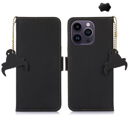 Genuine Leather Magnetic RFID Leather Phone Case, For iPhone 16 Pro Max, For iPhone 16 Pro�������...