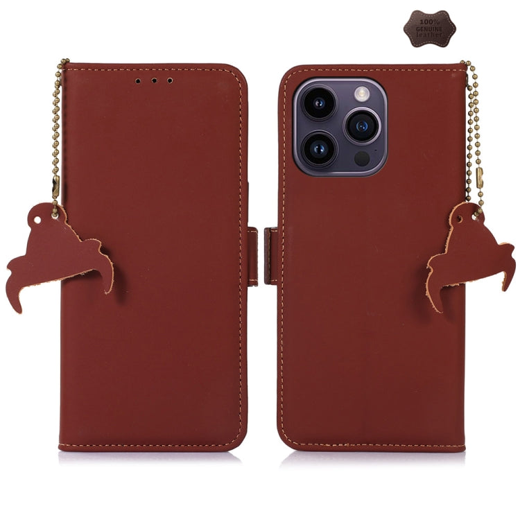 Genuine Leather Magnetic RFID Leather Phone Case, For iPhone 16 Pro Max, For iPhone 16 Pro�������...