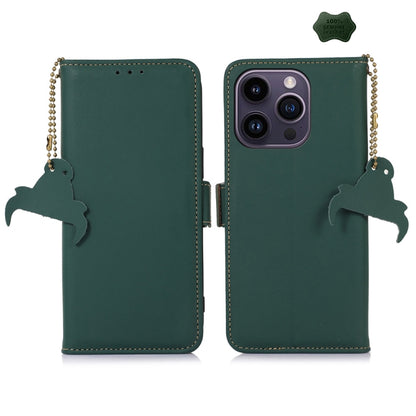 Genuine Leather Magnetic RFID Leather Phone Case, For iPhone 16 Pro Max, For iPhone 16 Pro�������...