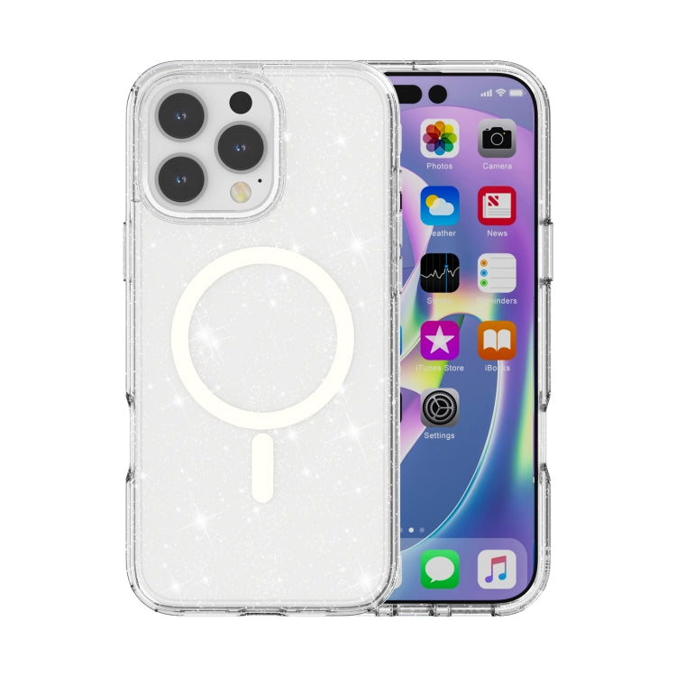 Terminator Style Glitter Powder MagSafe Magnetic Phone Case, For iPhone 16e, For iPhone 16 Pro Ma...