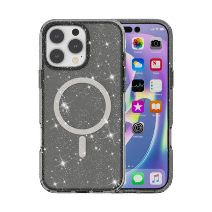 Terminator Style Glitter Powder MagSafe Magnetic Phone Case, For iPhone 16e, For iPhone 16 Pro Ma...