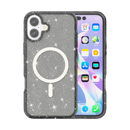 Terminator Style Glitter Powder MagSafe Magnetic Phone Case, For iPhone 16e, For iPhone 16 Pro Ma...