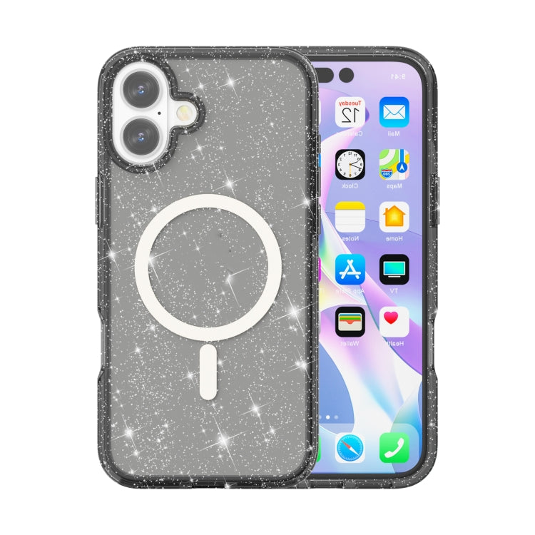 Terminator Style Glitter Powder MagSafe Magnetic Phone Case, For iPhone 16e, For iPhone 16 Pro Ma...