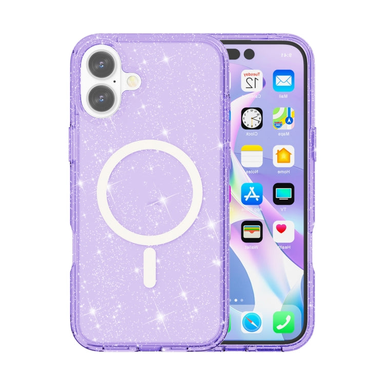 Terminator Style Glitter Powder MagSafe Magnetic Phone Case, For iPhone 16e, For iPhone 16 Pro Ma...