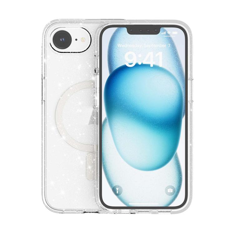 Terminator Style Glitter Powder MagSafe Magnetic Phone Case, For iPhone 16e, For iPhone 16 Pro Ma...