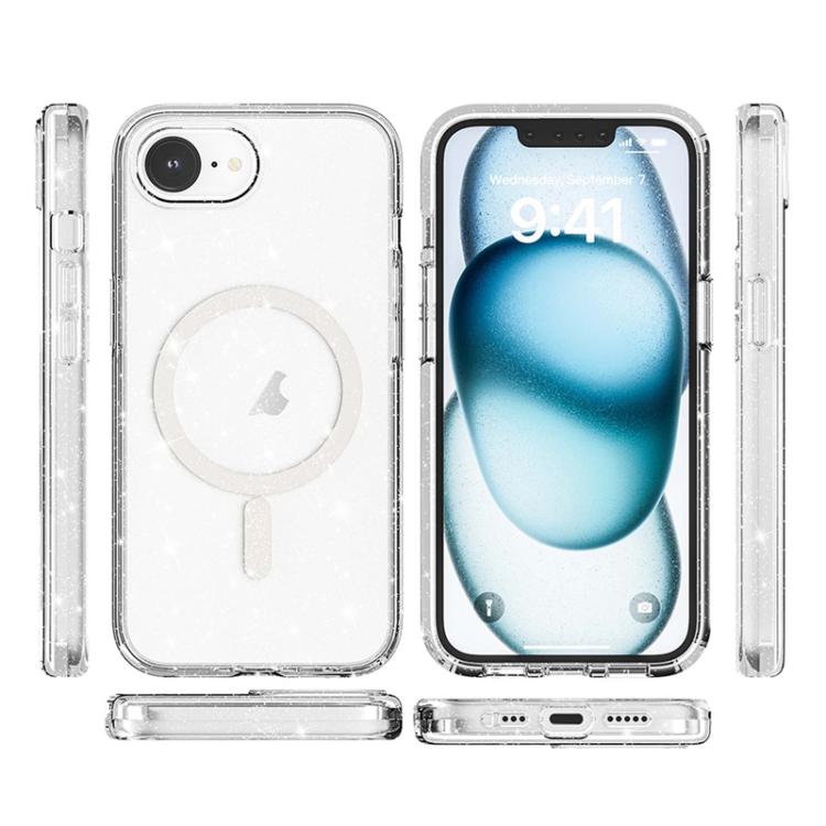 Terminator Style Glitter Powder MagSafe Magnetic Phone Case, For iPhone 16e, For iPhone 16 Pro Ma...