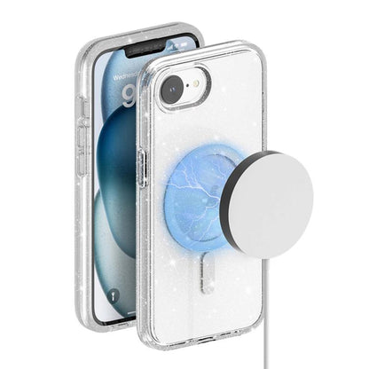 Terminator Style Glitter Powder MagSafe Magnetic Phone Case, For iPhone 16e, For iPhone 16 Pro Ma...