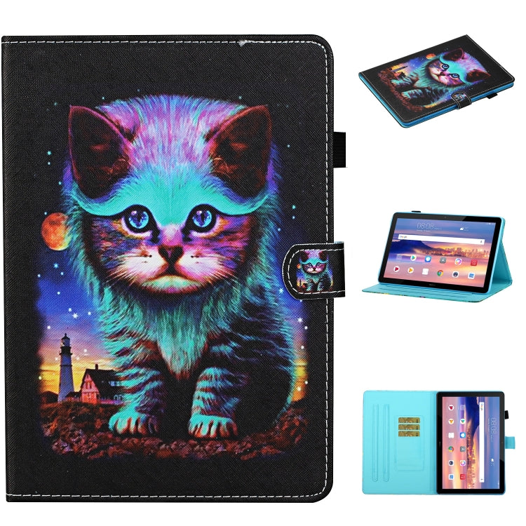 Colored Drawing Stitching Horizontal Flip Leather Case, with Holder & Card Slots