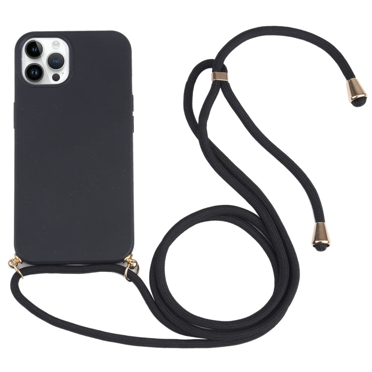 Wheat Straw TPU Shockproof Phone Case with Neck Lanyard, For iPhone 16 Pro Max, For iPhone 16 Pro...