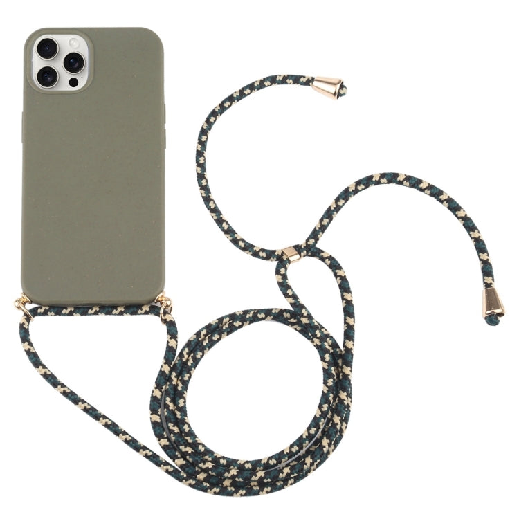 Wheat Straw TPU Shockproof Phone Case with Neck Lanyard, For iPhone 16 Pro Max, For iPhone 16 Pro...