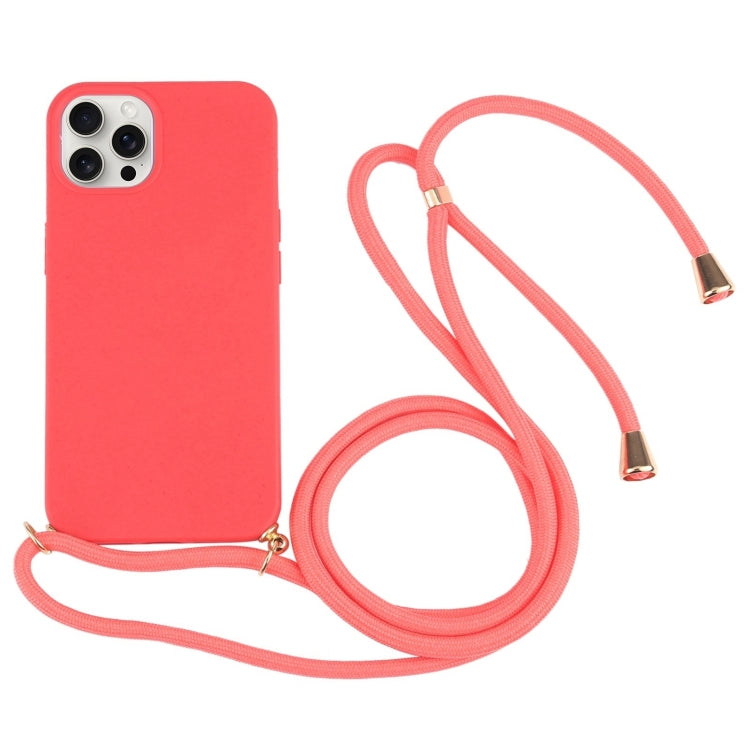 Wheat Straw TPU Shockproof Phone Case with Neck Lanyard, For iPhone 16 Pro Max, For iPhone 16 Pro...