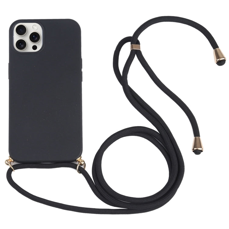 Wheat Straw TPU Shockproof Phone Case with Neck Lanyard, For iPhone 16 Pro Max, For iPhone 16 Pro...