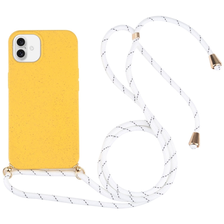 Wheat Straw TPU Shockproof Phone Case with Neck Lanyard, For iPhone 16 Pro Max, For iPhone 16 Pro...