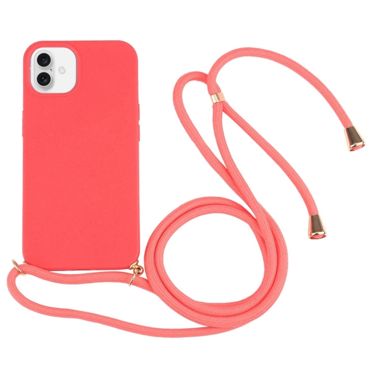 Wheat Straw TPU Shockproof Phone Case with Neck Lanyard, For iPhone 16 Pro Max, For iPhone 16 Pro...