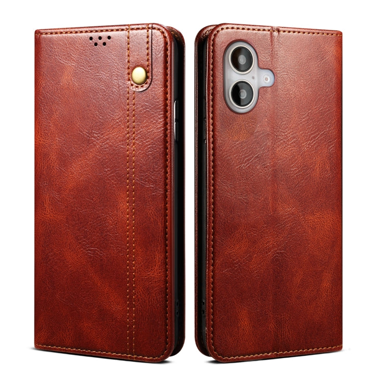 Oil Wax Crazy Horse Texture Leather Phone Case, For iPhone 16e, For iPhone 16 Pro Max������������...