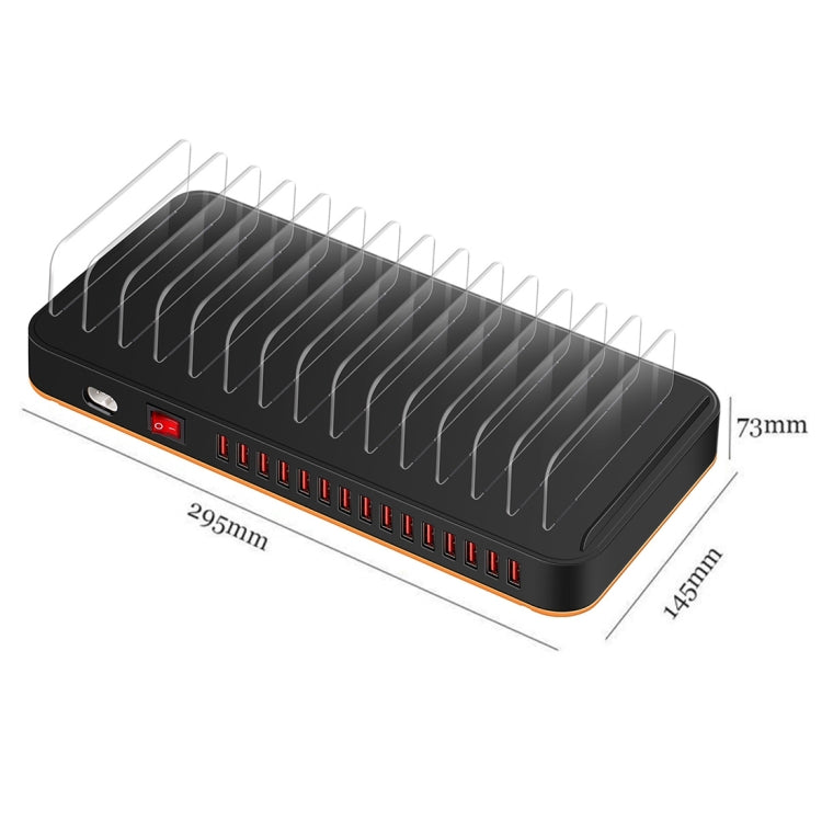 WLX-815P 180W 15 Ports USB Fast Charging Dock Smart Charger with Holder, 180W US Plug, 180W EU Pl...