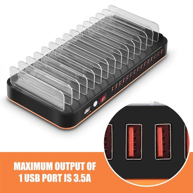 WLX-815P 180W 15 Ports USB Fast Charging Dock Smart Charger with Holder, 180W US Plug, 180W EU Pl...