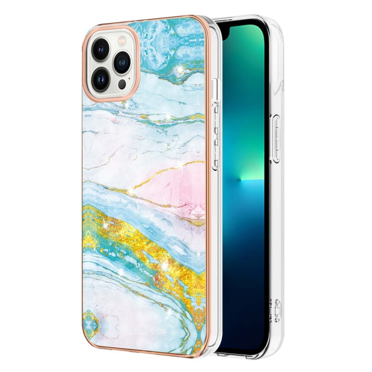 Electroplating Marble Pattern Dual-side IMD TPU Shockproof Phone Case, For iPhone 16 Pro Max�����...