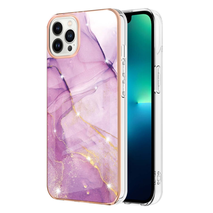 Electroplating Marble Pattern Dual-side IMD TPU Shockproof Phone Case, For iPhone 16 Pro Max�����...