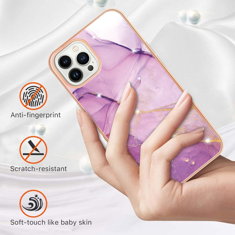 Electroplating Marble Pattern Dual-side IMD TPU Shockproof Phone Case, For iPhone 16 Pro Max�����...