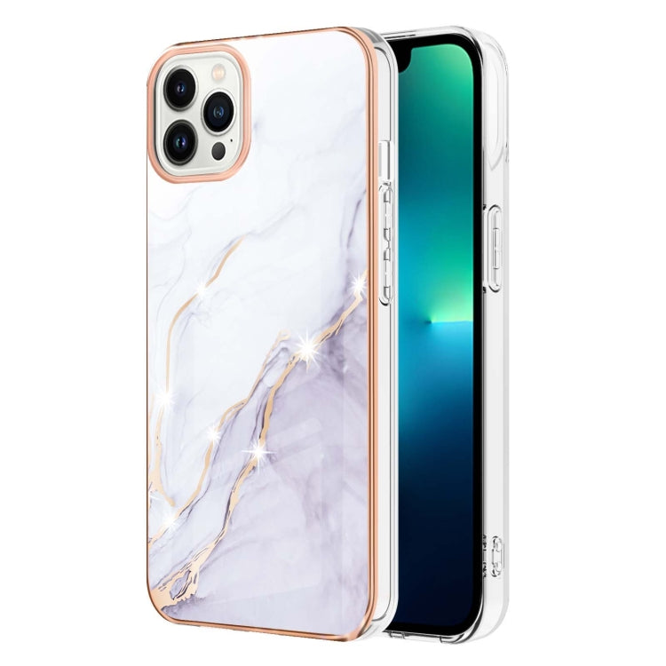 Electroplating Marble Pattern Dual-side IMD TPU Shockproof Phone Case, For iPhone 16 Pro Max�����...